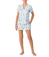 kate spade new york Summer Fruit Print Short Sleeve Notch Collar Knit Shorty Pajama Set