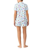 kate spade new york Summer Fruit Print Short Sleeve Notch Collar Knit Shorty Pajama Set