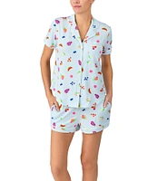kate spade new york Summer Fruit Print Short Sleeve Notch Collar Knit Shorty Pajama Set