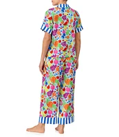 kate spade new york Summer Fruit Print Short Sleeve Notch Collar Woven Cropped Pajama Set