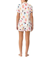 kate spade new york Sundae Toss Print Short Sleeve Notch Collar Knit Shorty Pajama Set