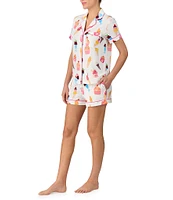 kate spade new york Sundae Toss Print Short Sleeve Notch Collar Knit Shorty Pajama Set