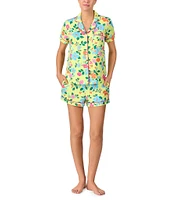 kate spade new york Sunshine Blooms Print Short Sleeve Notch Collar Knit Shorty Pajama Set