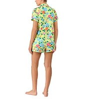 kate spade new york Sunshine Blooms Print Short Sleeve Notch Collar Knit Shorty Pajama Set