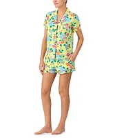 kate spade new york Sunshine Blooms Print Short Sleeve Notch Collar Knit Shorty Pajama Set