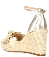 kate spade new york Tianna Metallic Leather Bow Platform Wedge Espadrille Sandals