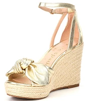 kate spade new york Tianna Metallic Leather Bow Platform Wedge Espadrille Sandals