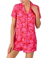 kate spade new york Tropical Blossom Print Short Sleeve Notch Collar Knit Shorty Pajama Set