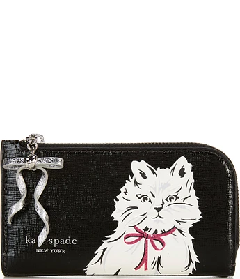 kate spade new york Whiskers Saffiano Leather Small Slim Bifold Wallet