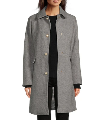 kate spade new york Wool Blend Pearl Snap Single Breasted Walker Coat