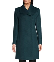 Katherine Kelly Alpaca Blend Envelope Collar Hidden Snap Coat