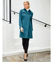 Katherine Kelly Alpaca Blend Envelope Collar Hidden Snap Coat