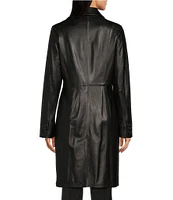 Katherine Kelly Genuine Lamb Leather Classic Notch Collar Coat