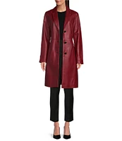 Katherine Kelly Genuine Lamb Leather Classic Notch Collar Coat