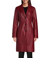 Katherine Kelly Genuine Lamb Leather Classic Notch Collar Coat