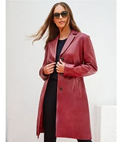 Katherine Kelly Genuine Lamb Leather Classic Notch Collar Coat