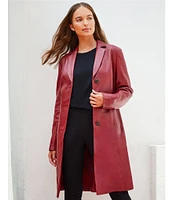 Katherine Kelly Genuine Lamb Leather Classic Notch Collar Coat