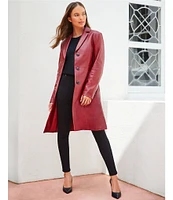 Katherine Kelly Genuine Lamb Leather Classic Notch Collar Coat