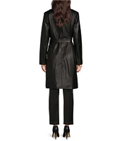 Katherine Kelly Genuine Lamb Leather Classic Shirt Collar Trench Coat