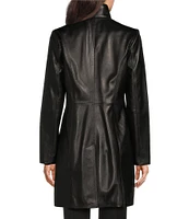 Katherine Kelly Genuine Lamb Leather Zip front Stand Collar Jacket