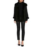 Katherine Kelly Genuine Shearling Point Collar Cape Coat