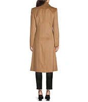 Katherine Kelly Pure Cashmere Notch Collar Hidden Button Front Coat