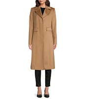 Katherine Kelly Pure Cashmere Notch Collar Hidden Button Front Coat