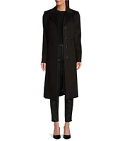 Katherine Kelly Pure Cashmere Notch Collar Hidden Button Front Coat