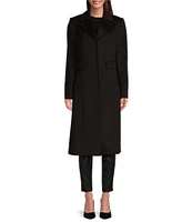 Katherine Kelly Pure Cashmere Notch Collar Hidden Button Front Coat