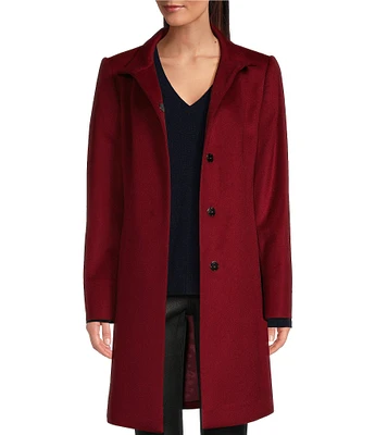 Katherine Kelly Pure Cashmere Stand Collar Hidden Snap Coat