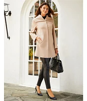 Katherine Kelly Pure Wool Envelope Collar Long Sleeve Coat