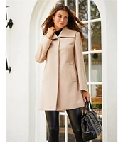 Katherine Kelly Pure Wool Envelope Collar Long Sleeve Coat