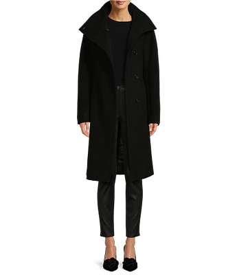 Katherine Kelly Pure Wool Funnel Neck Coat