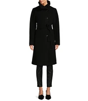 Katherine Kelly Pure Wool Funnel Neck Coat