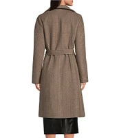 Katherine Kelly Pure Wool Herringbone Funnel Neck Long Sleeve Coat