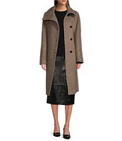 Katherine Kelly Pure Wool Herringbone Funnel Neck Long Sleeve Coat