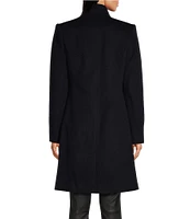 Katherine Kelly Pure Wool Hidden Snap Tulip Collar Coat