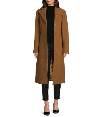 Katherine Kelly Pure Wool Notch Collar Button Front Maxi Coat