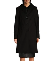 Katherine Kelly Pure Wool Notch Collar Long Sleeve Coat with Removable Bib Insert