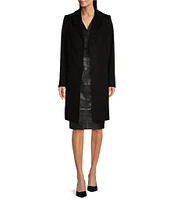 Katherine Kelly Pure Wool Notch Collar Long Sleeve Coat with Removable Bib Insert