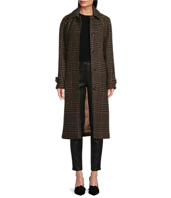 Katherine Kelly Pure Wool Plaid Shirt Collar Coat