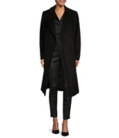 Katherine Kelly Pure Wool Wrap Maxi Coat with Removable Faux Fur Collar