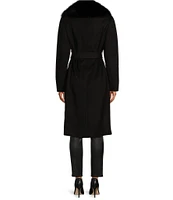 Katherine Kelly Pure Wool Wrap Maxi Coat with Removable Faux Fur Collar