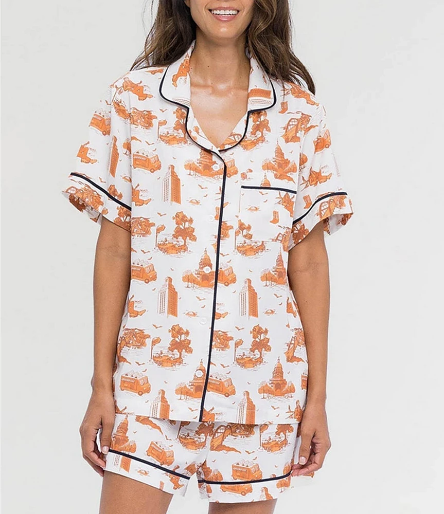 Katie Kime Austin Toile Woven Shorty Pajama Set