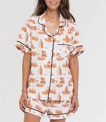 Katie Kime Austin Toile Woven Shorty Pajama Set