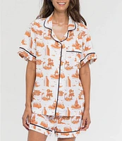 Katie Kime Austin Toile Woven Shorty Pajama Set