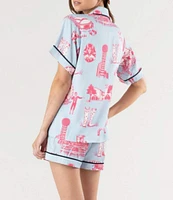 Katie Kime Dallas Toile Woven Shorty Pajama Set