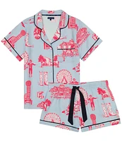 Katie Kime Dallas Toile Woven Shorty Pajama Set