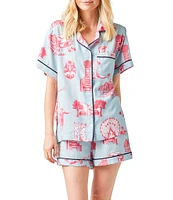 Katie Kime Dallas Toile Woven Shorty Pajama Set