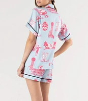 Katie Kime Dallas Toile Woven Shorty Pajama Set